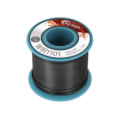 Rollo 25m. cable conexión rigido 0.5mm negro