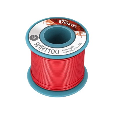 Rollo 25m. cable conexión rigido 0.5mm rojo