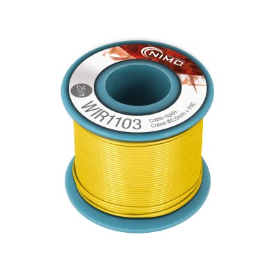 Rollo 25m. cable conexión rigido 0.5mm amarillo