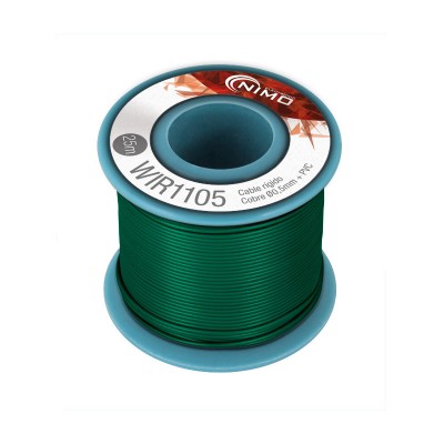 Rollo 25m. cable conexión rigido 0.5mm verde
